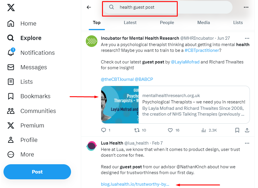 X (Formerly Twitter) Guest Post Search